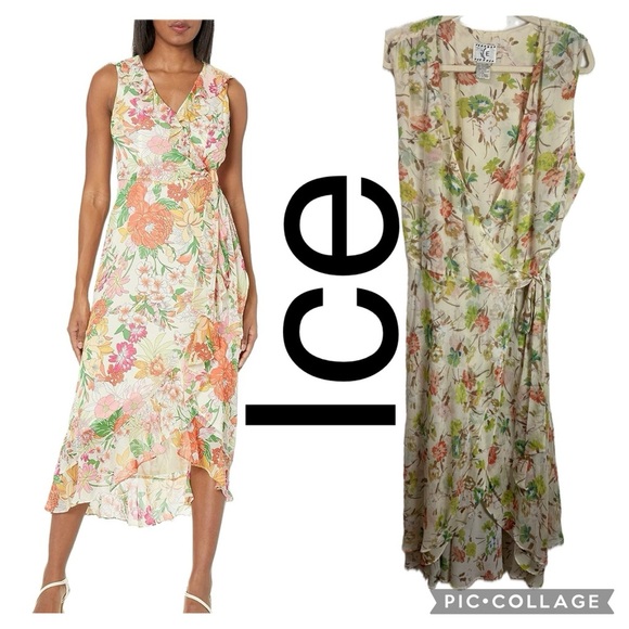 Ice Dresses & Skirts - (R6) Ice Dress vintage 100% silk Floral Sleeveless, talla 20
